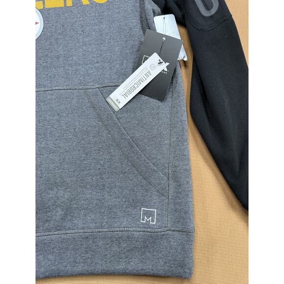 NWT MSX Michael Strahan Steelers Hoodie M Gray Black NFL Pullover - Picture 4 of 8